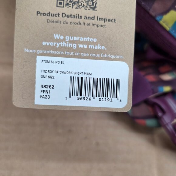 Patagonia Atom Sling Bag 8L Daypack Fitz Roy Patchwork Night Plum Crossbody - Picture 8 of 13